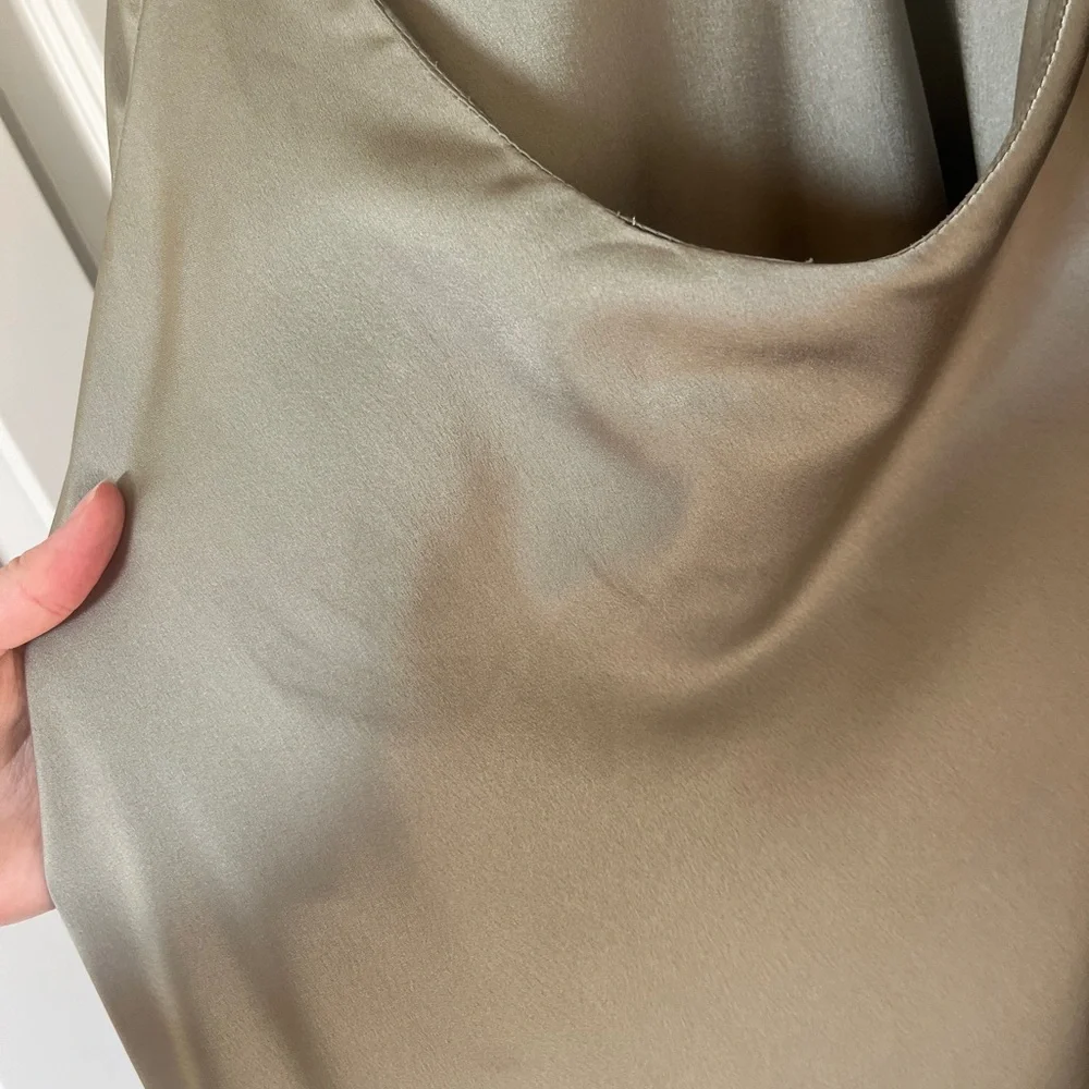 Show Me Your MuMu Jasmine Halter Midi Dress Moss Green Luxe Satin S - Picture 11 of 14